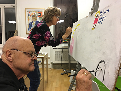 Jan Nordlöf och Eva-Lotti Björk i djup koncentration.